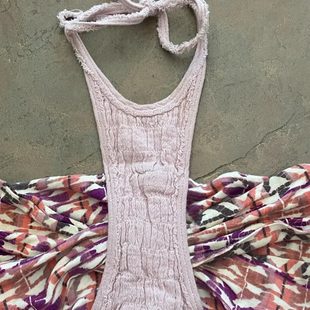 Free People Asymmetrical , Tiered Babydoll Halter Top